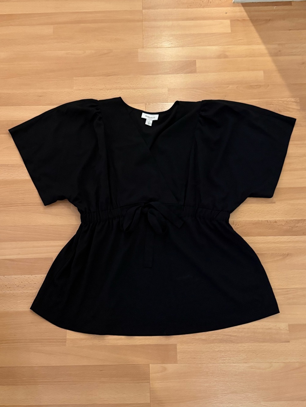 Motherhood Maternity Black Short Sleeve Drawstring Waist Top